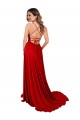 Rosso Linea A Sottili Piazza Spandex Pizzo Lunga Abiti da damigella donore / Abiti da ballo AllIngrosso
