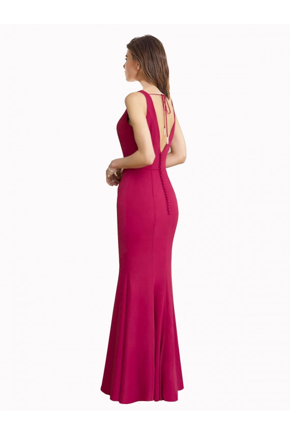 Rosso Stile sirena Alto Collo Chiffona Lunga Abiti da damigella donore / Abiti da ballo AllIngrosso