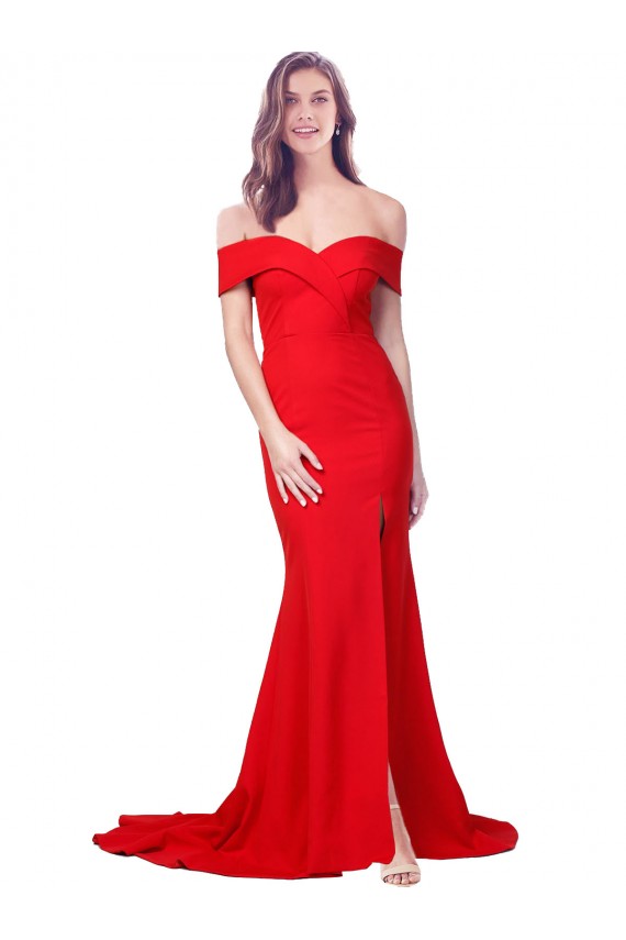 Rosso Stile sirena Innamorato Crespo Elastico Lunga Formali Abiti da damigella donore / Abiti da sera / Abiti da ballo AllIngrosso