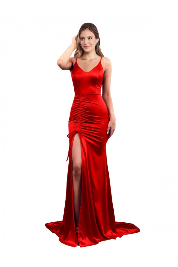 Rosso Stile sirena Innamorato Raso Elastico Lunga Formali Abiti da damigella donore / Abiti da sera / Abiti da ballo AllIngrosso
