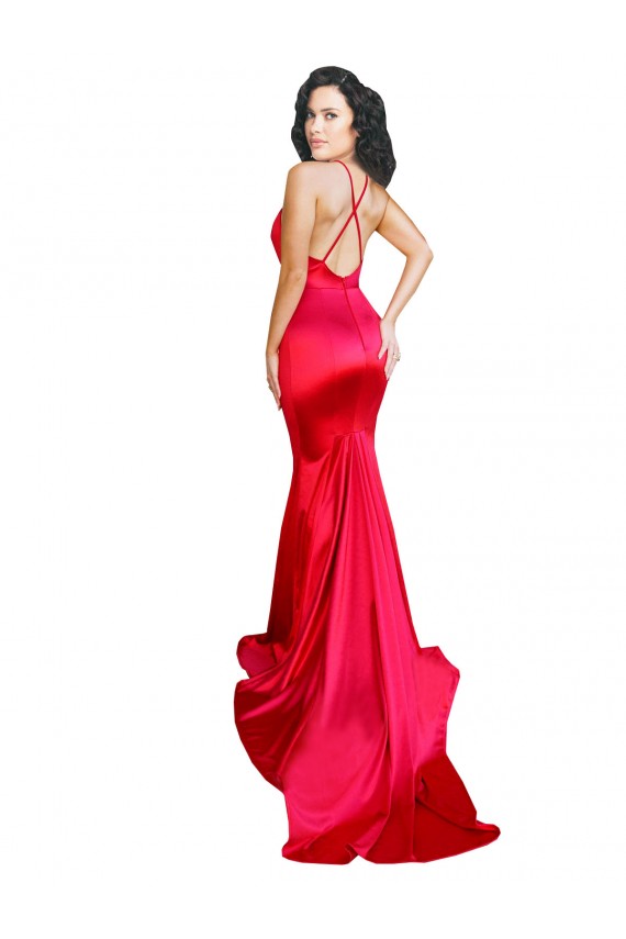 Rosso Stile sirena Innamorato Raso Elastico Lunga Formali Abiti da damigella donore / Abiti da sera / Abiti da ballo AllIngrosso