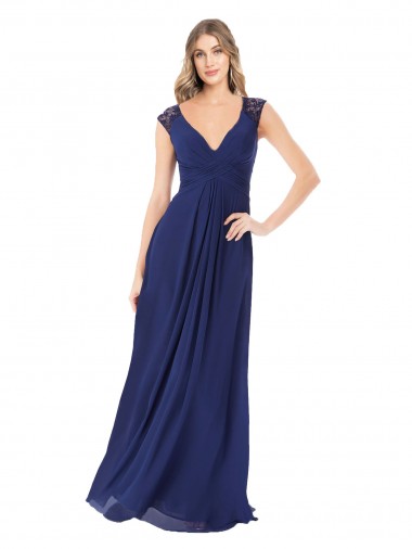 Sapphire Linea A Scollatura a V Chiffona Lunga Abiti da damigella donore AllIngrosso