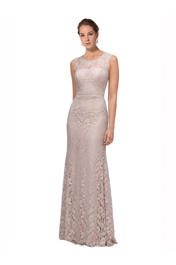 Stile sirena Illusione Scoop Pizzo Lunga Abiti da damigella donore / Abiti da ballo AllIngrosso