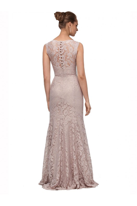 Stile sirena Illusione Scoop Pizzo Lunga Abiti da damigella donore / Abiti da ballo AllIngrosso