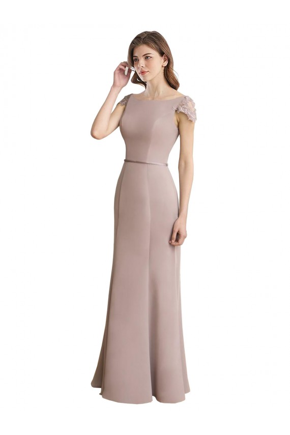 Stile sirena Scoop Alto Collo Chiffona Pizzo Lunga Abiti da damigella donore AllIngrosso