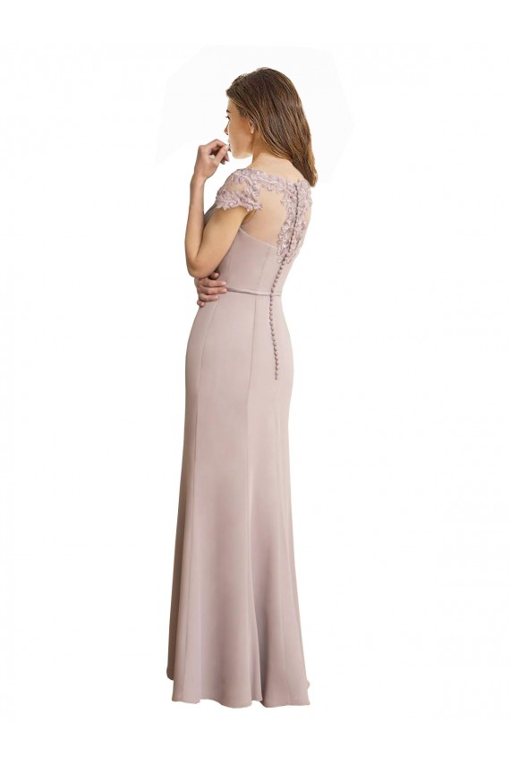 Stile sirena Scoop Alto Collo Chiffona Pizzo Lunga Abiti da damigella donore AllIngrosso