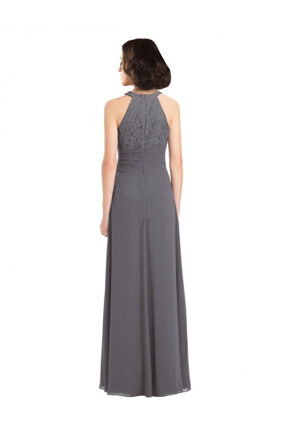 Stormy Silver Linea A Capestro Chiffona Pizzo Lunga Abiti da damigella donore AllIngrosso