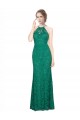 Verde Scuro Stile sirena Capestro Alto Collo Pizzo Lunga Abiti da damigella donore / Abiti da ballo AllIngrosso