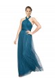 Verde acqua Linea A Capestro Alto Collo Tulle Lunga Abiti da damigella donore AllIngrosso