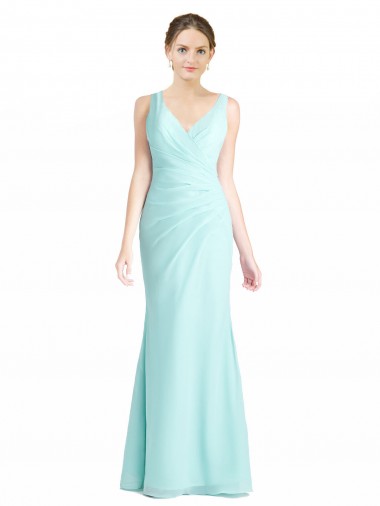 Waterfall Stile sirena Scollatura a V Chiffona Pizzo Lunga Abiti da damigella donore AllIngrosso