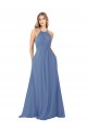 Windsor Blu Linea A Alto Collo Chiffona Lunga Abiti da damigella donore AllIngrosso