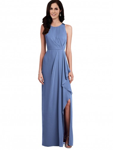 Windsor Blu Linea A Collo Gioiello Chiffona Lunga Abiti da damigella donore AllIngrosso