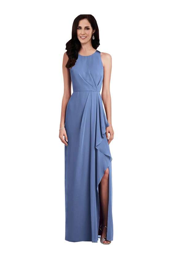 Windsor Blu Linea A Collo Gioiello Chiffona Lunga Abiti da damigella donore AllIngrosso