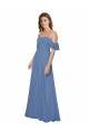 Windsor Blu Linea A Senza spalline Chiffona Lunga Abiti da damigella donore AllIngrosso