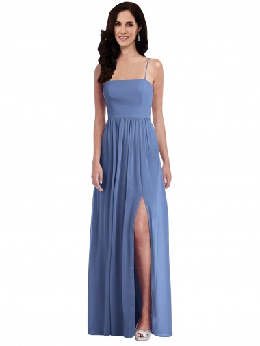 Windsor Blu Linea A Sottili Chiffona Lunga Abiti da damigella donore AllIngrosso