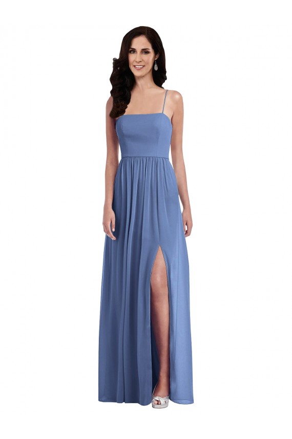 Windsor Blu Linea A Sottili Chiffona Lunga Abiti da damigella donore AllIngrosso