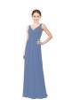 Windsor Blu Tubino Scollatura a V Chiffona Lunga Abiti da damigella donore AllIngrosso
