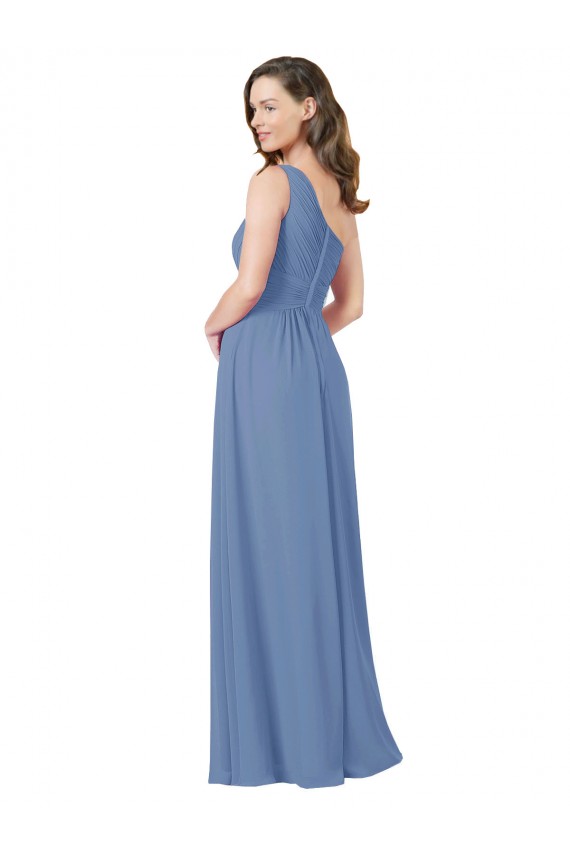 Windsor Blu Tubino Una spalla Chiffona Lunga Abiti da damigella donore AllIngrosso